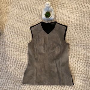 Derek Lam gray leather sleeveless top size 4